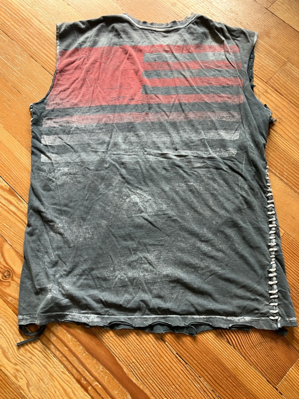 Affliction Black Distressed Graphic Tank with Red Skull Print - Picture 6 of 6